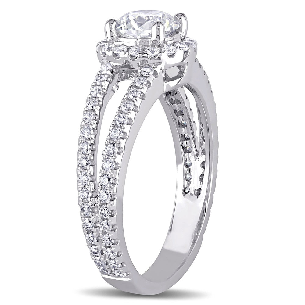 Miadora Signature Collection 14k White Gold 1 1/3ct TDW Diamond Halo Engagement Ring