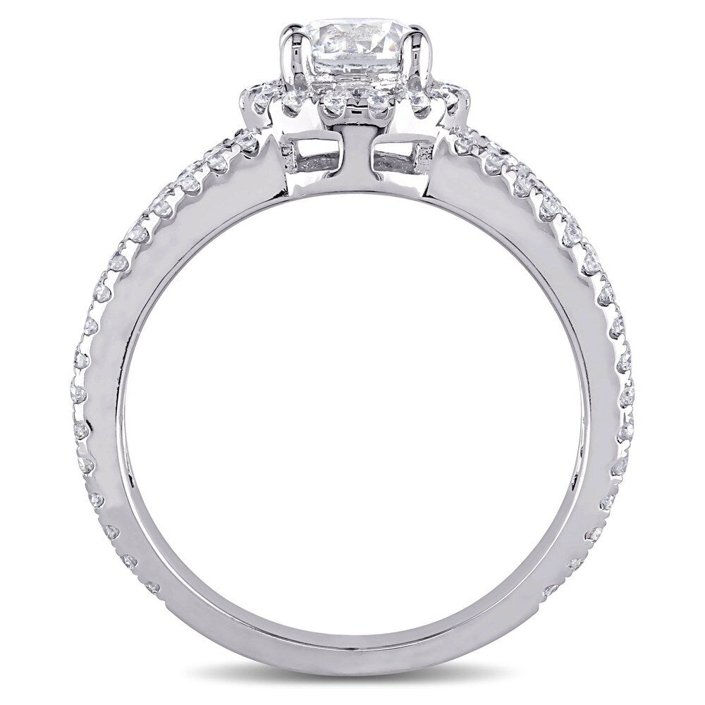 Miadora Signature Collection 14k White Gold 1 1/3ct TDW Diamond Halo Engagement Ring