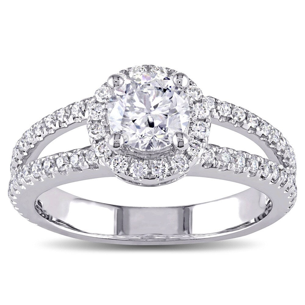 Miadora Signature Collection 14k White Gold 1 1/3ct TDW Diamond Halo Engagement Ring
