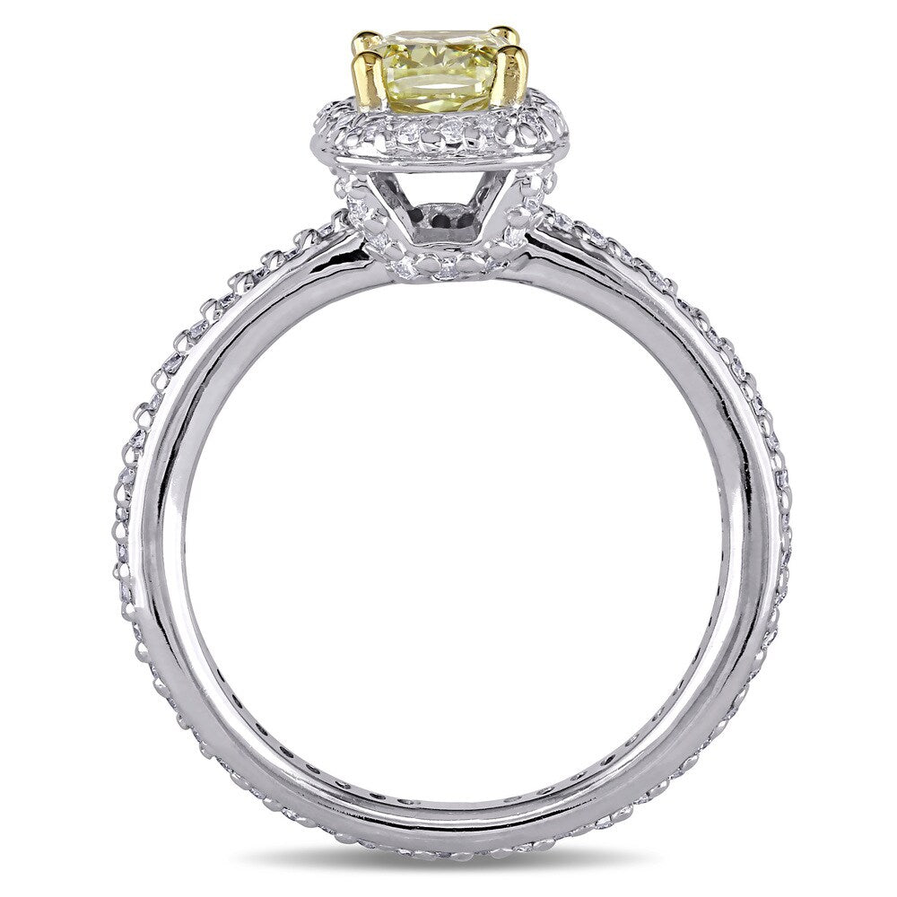 Miadora Signature Collection 14k White Gold 1 1/3ct TDW Yellow Diamond Ring
