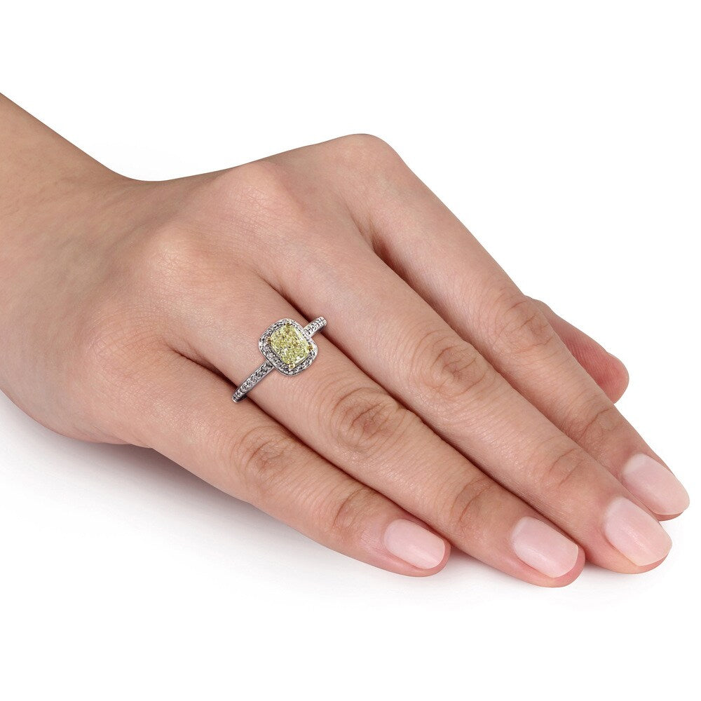 Miadora Signature Collection 14k White Gold 1 1/3ct TDW Yellow Diamond Ring