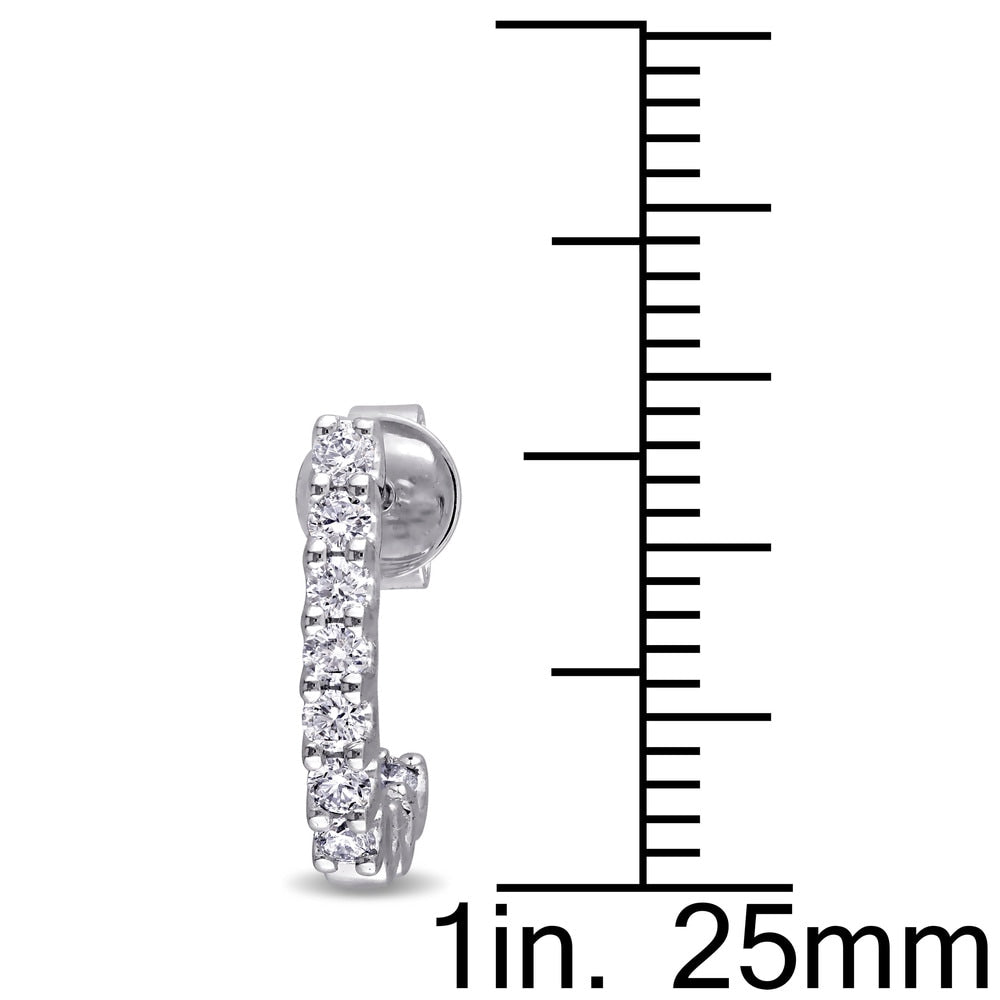 Miadora Signature Collection 14k White Gold 1/2ct TDW Diamond Semi-Hoop Earrings