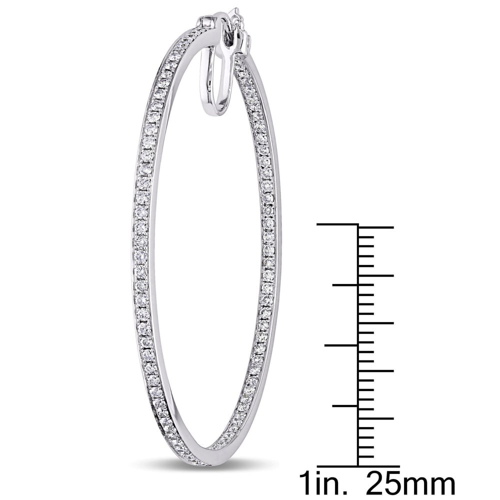 Miadora Signature Collection 14k White Gold 1 4/5ct TDW Diamond Hoop Earrings