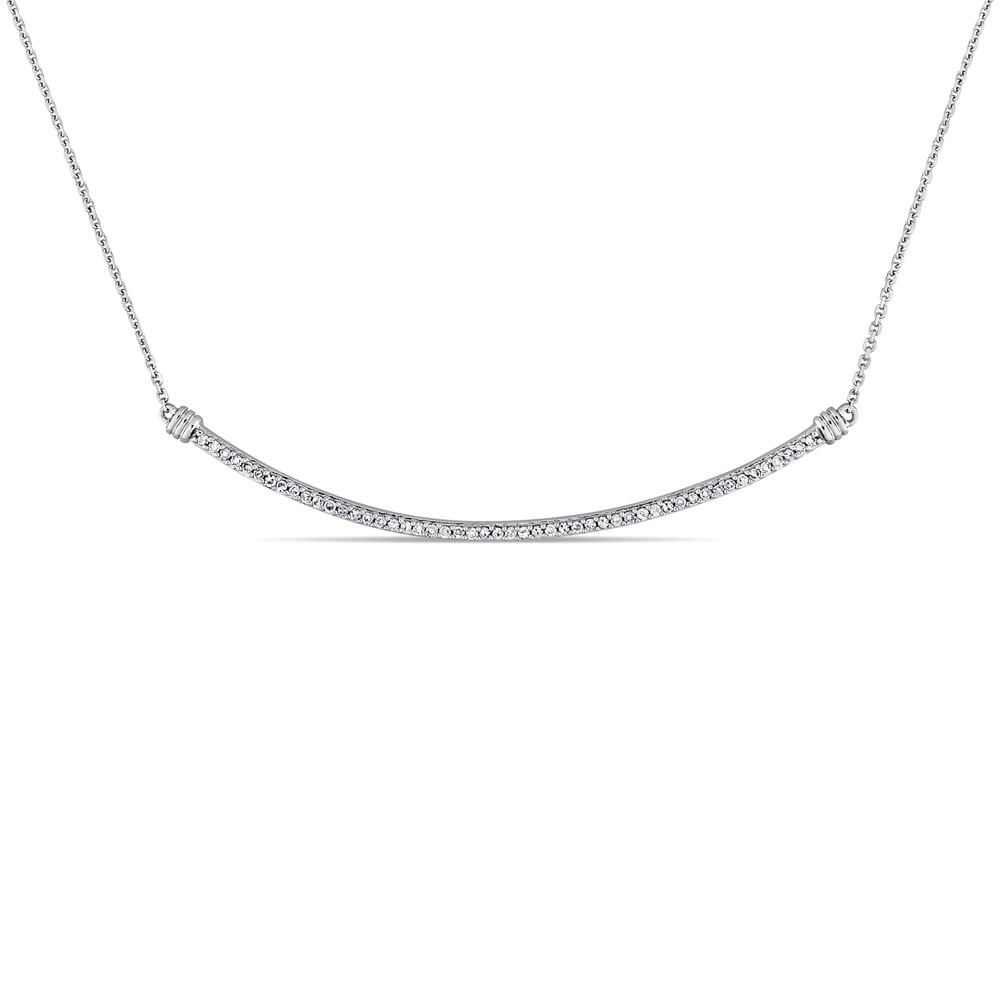Miadora Signature Collection 14k White Gold 1/4ct TDW Diamond Linear Stationed Bar Necklace