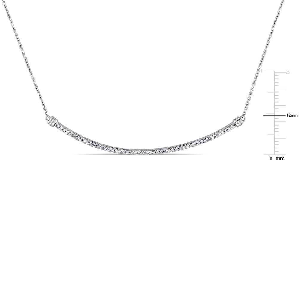 Miadora Signature Collection 14k White Gold 1/4ct TDW Diamond Linear Stationed Bar Necklace