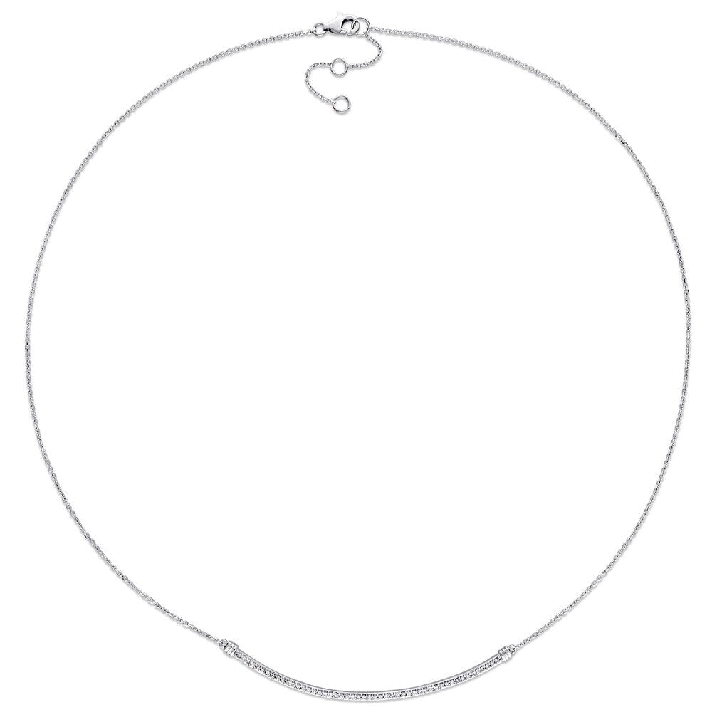Miadora Signature Collection 14k White Gold 1/4ct TDW Diamond Linear Stationed Bar Necklace