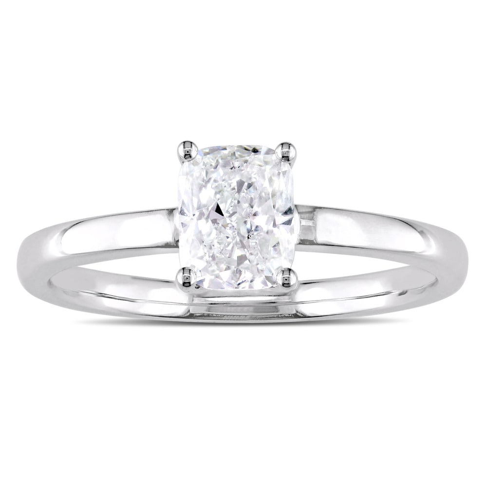 Miadora Signature Collection 14k White Gold 1ct TDW Cushion-Cut Diamond Solitaire Engagement Ring
