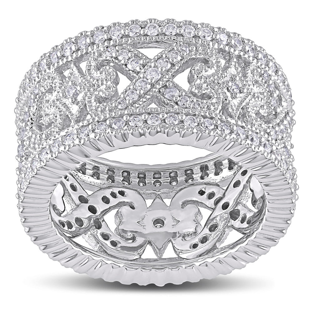 Miadora Signature Collection 14k White Gold 1ct TDW Diamond Cocktail Ring