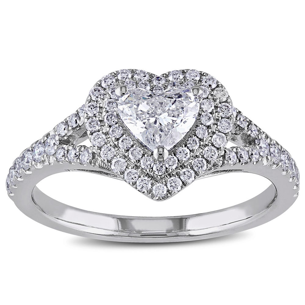 Miadora Signature Collection 14k White Gold 1ct TDW Diamond Heart Engagement Ring