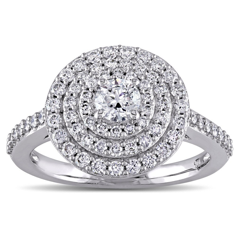 Miadora Signature Collection 14k White Gold 1ct TDW Diamond Triple Halo Engagement Ring