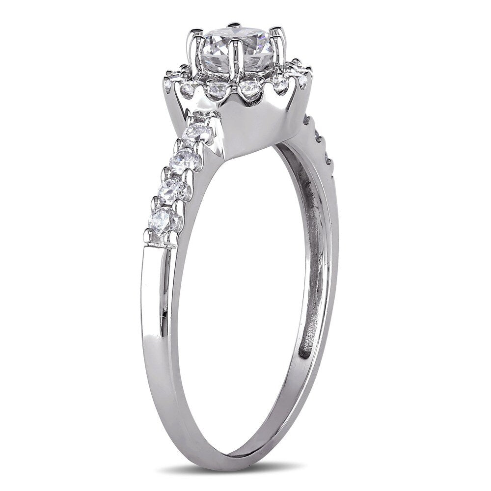 Miadora Signature Collection 14k White Gold 1ct TDW Round Halo Diamond Ring