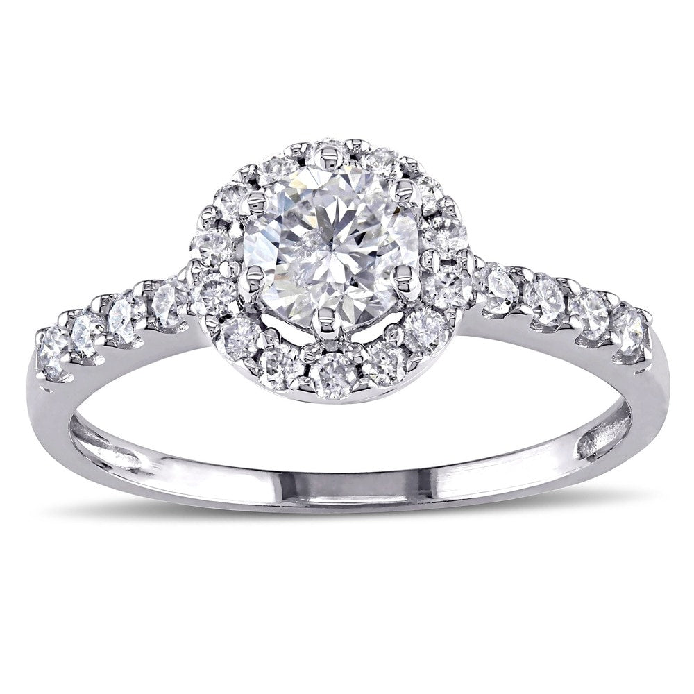 Miadora Signature Collection 14k White Gold 1ct TDW Round Halo Diamond Ring