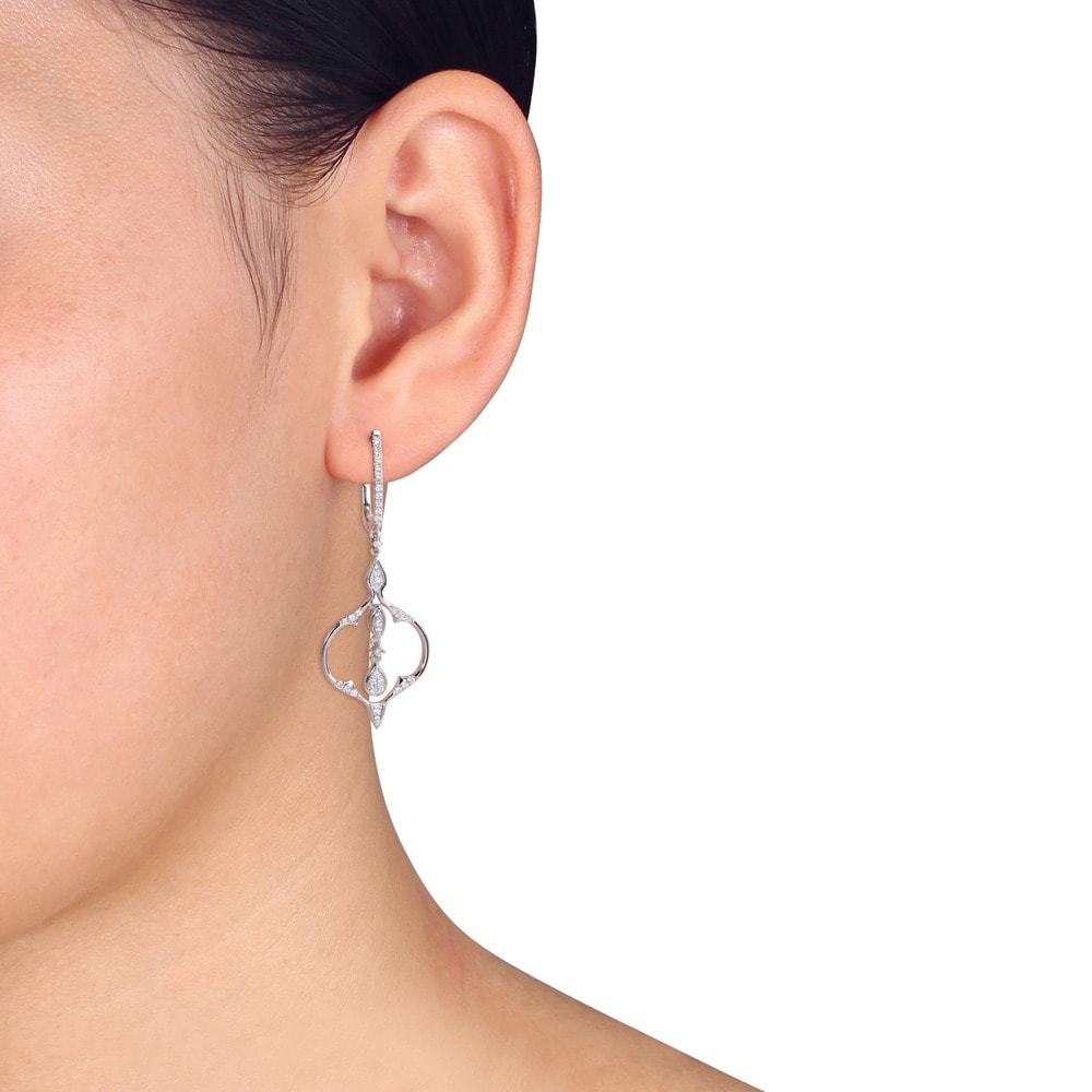 Miadora Signature Collection 14k White Gold 3/5ct Diamond Teardrop Cuff Earrings