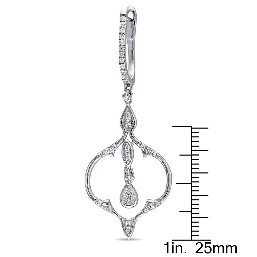 Miadora Signature Collection 14k White Gold 3/5ct Diamond Teardrop Cuff Earrings