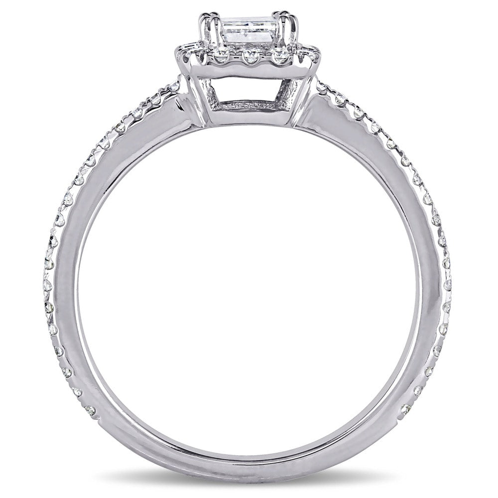 Miadora Signature Collection 14k White Gold 7/8ct TDW Emerald-cut Diamond Engagement Ring