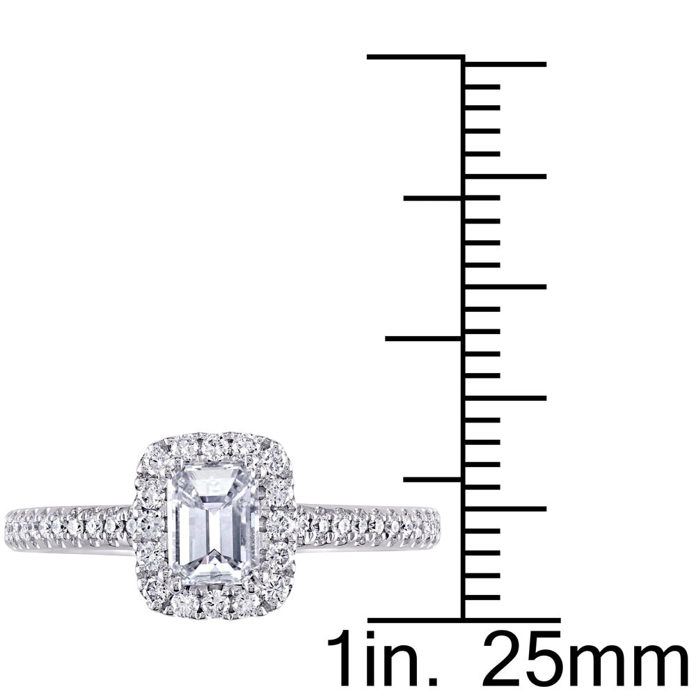 Miadora Signature Collection 14k White Gold 7/8ct TDW Emerald-cut Diamond Engagement Ring