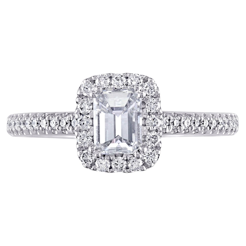 Miadora Signature Collection 14k White Gold 7/8ct TDW Emerald-cut Diamond Engagement Ring