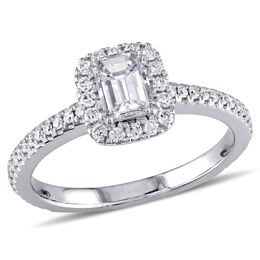 Miadora Signature Collection 14k White Gold 7/8ct TDW Emerald-cut Diamond Engagement Ring