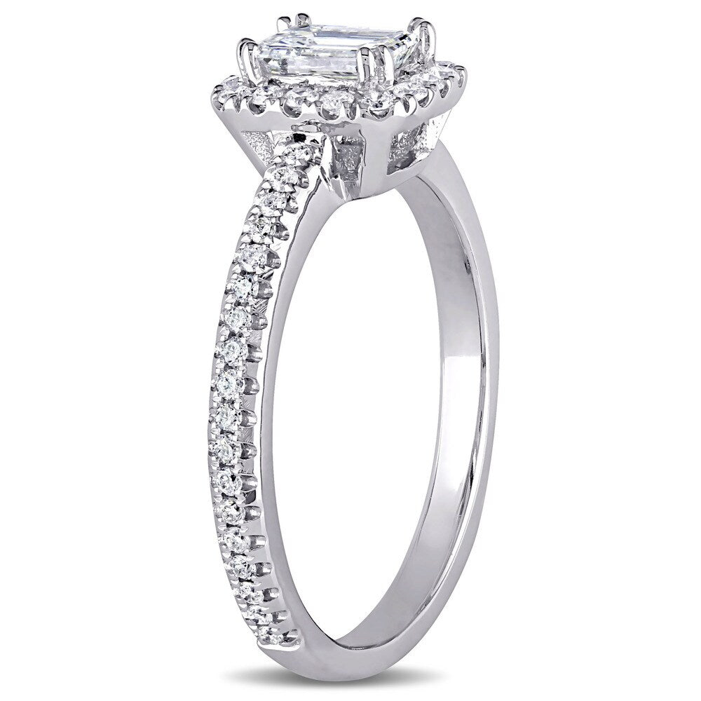 Miadora Signature Collection 14k White Gold 7/8ct TDW Emerald-cut Diamond Engagement Ring