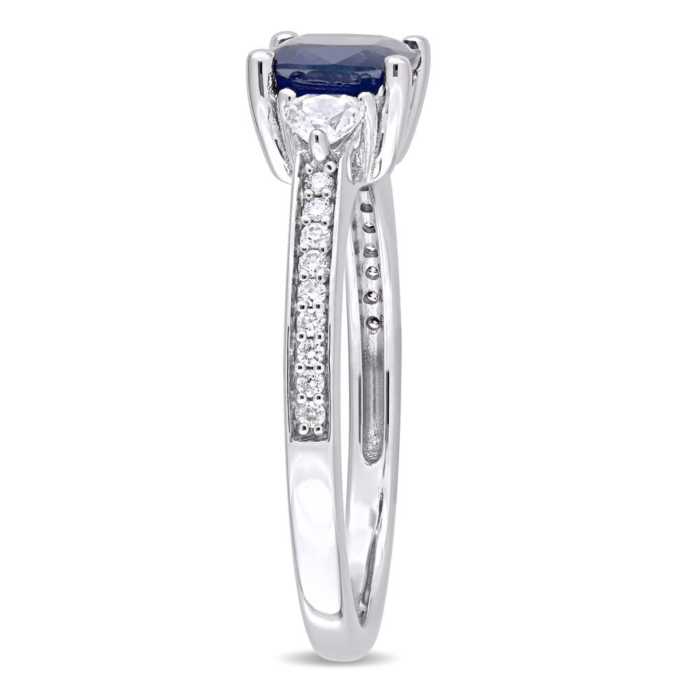 Miadora Signature Collection 14k White Gold Blue Sapphire White Sapphire and 1/10ct TDW Diamond Engagement Ring