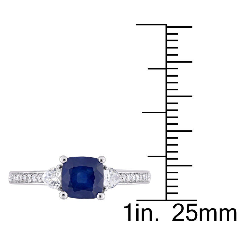 Miadora Signature Collection 14k White Gold Blue Sapphire White Sapphire and 1/10ct TDW Diamond Engagement Ring