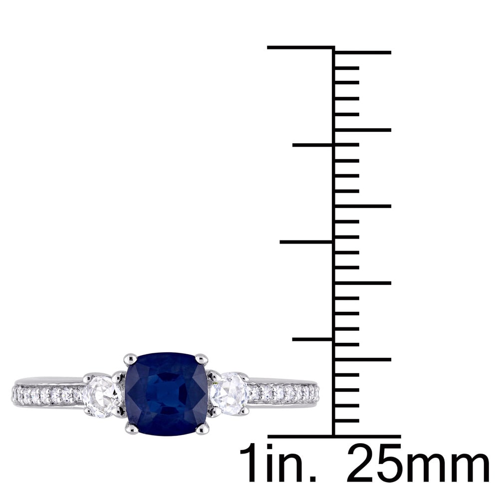 Birthstone Blue and White Sapphire 1/10ct TDW Diamond Engagement Ring in 14k White Gold by Miadora