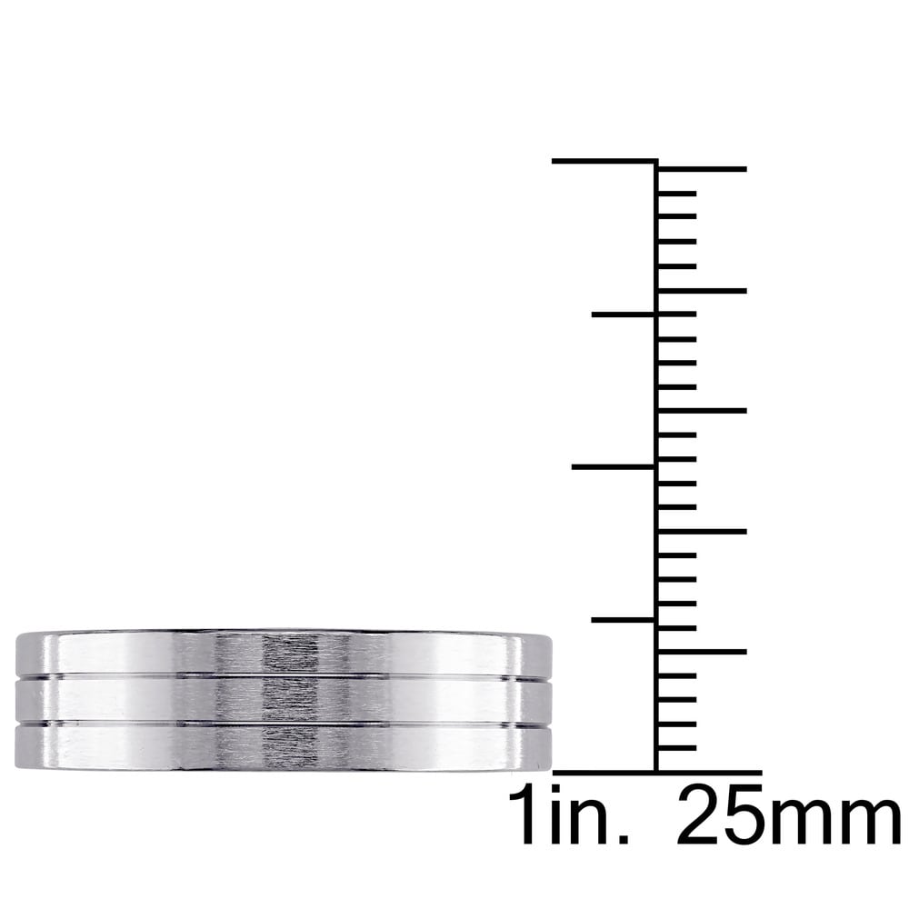 Miadora Signature Collection 14k White Gold Men's Triple Row Wedding Band