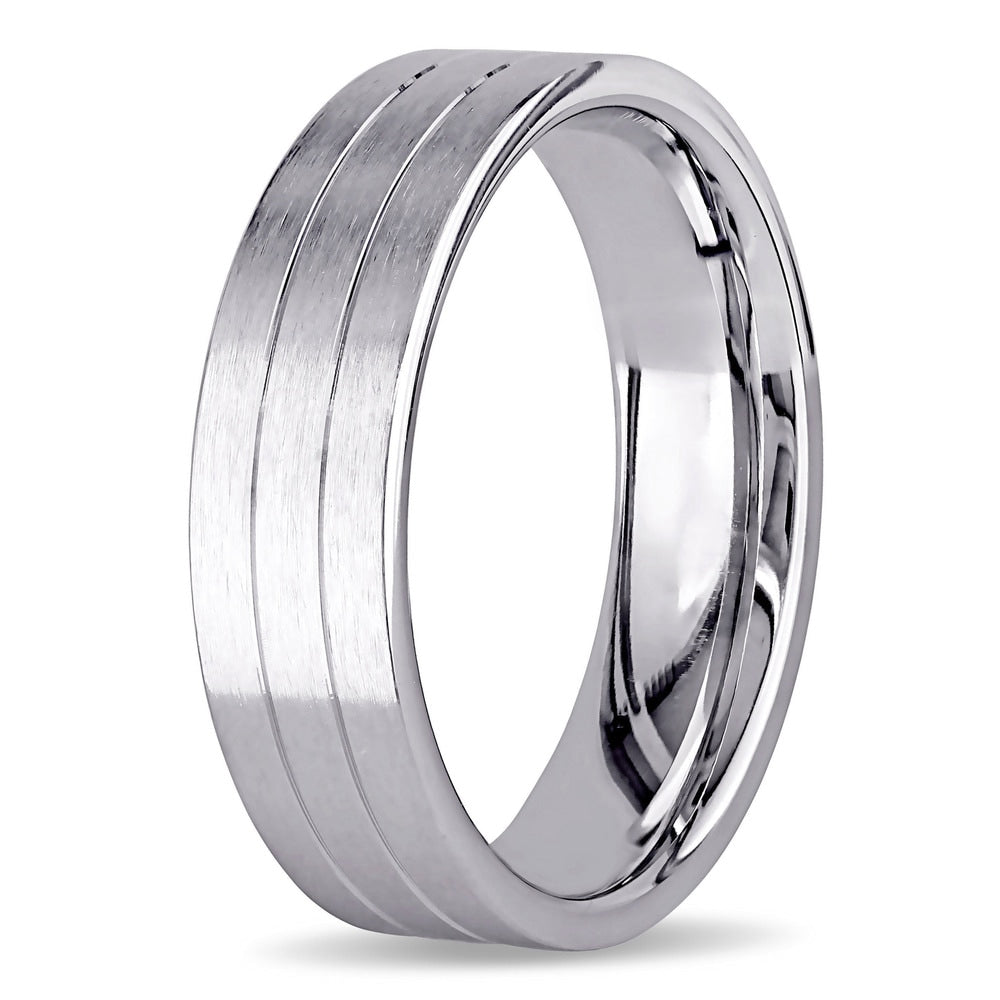Miadora Signature Collection 14k White Gold Men's Triple Row Wedding Band