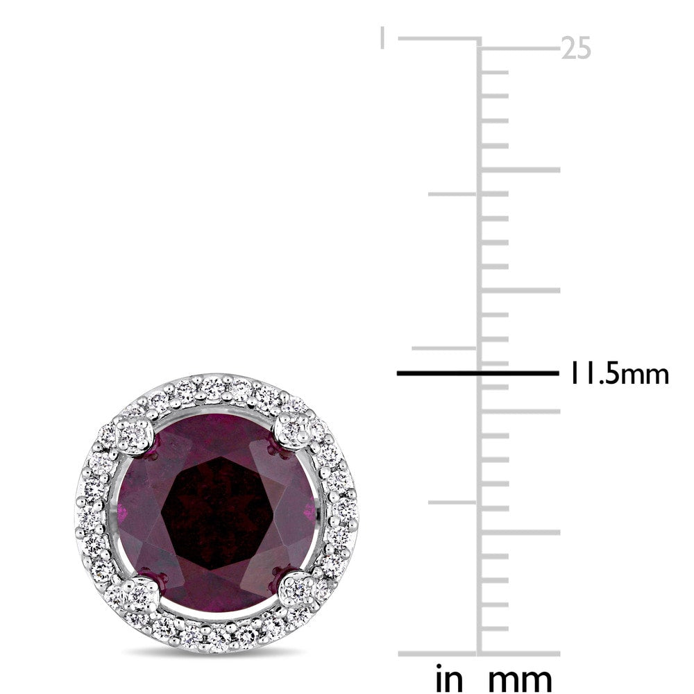 Miadora Signature Collection 14k White Gold Rhodolite and 1/4ct TDW Diamond Halo Stud Earrings