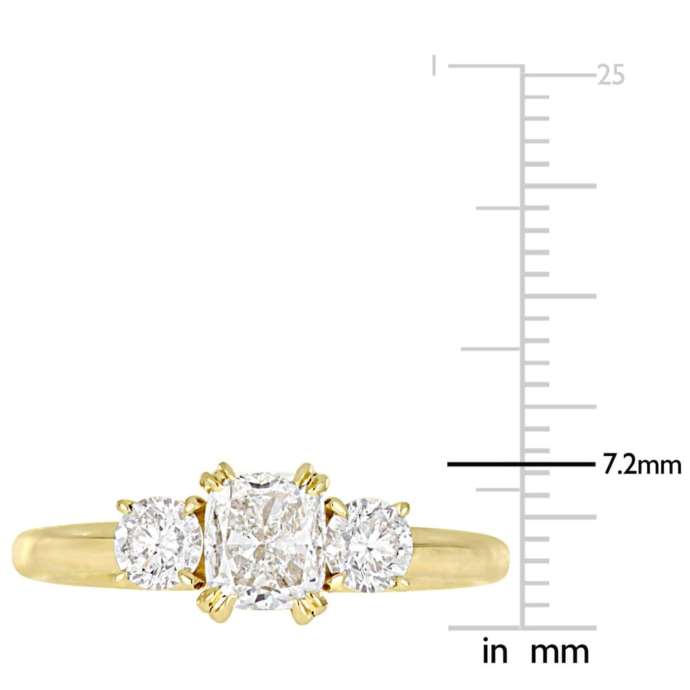 Miadora Signature Collection 14k Yellow Gold 1-1/2ct TDW Diamond 3-Stone Engagement Ring