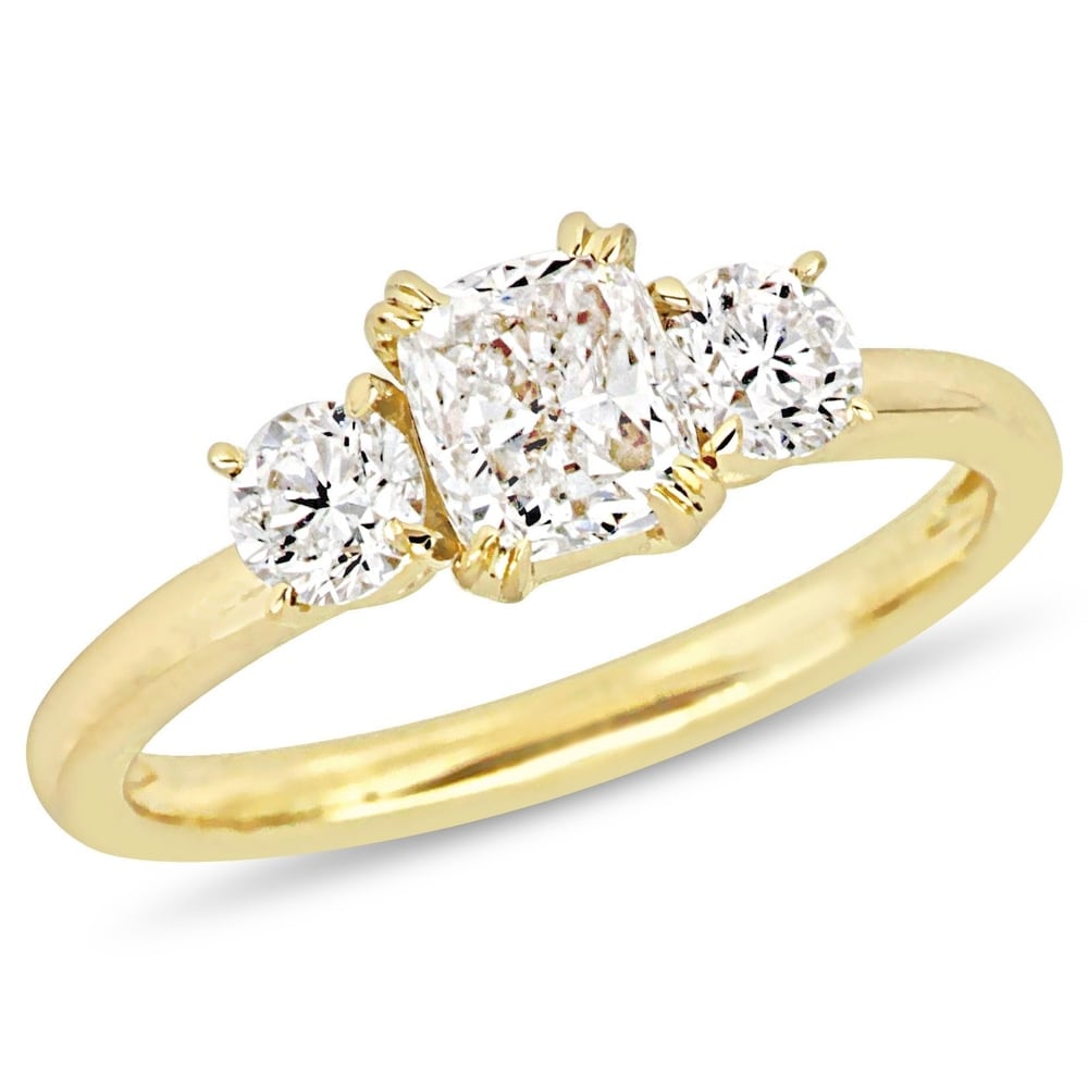 Miadora Signature Collection 14k Yellow Gold 1-1/2ct TDW Diamond 3-Stone Engagement Ring