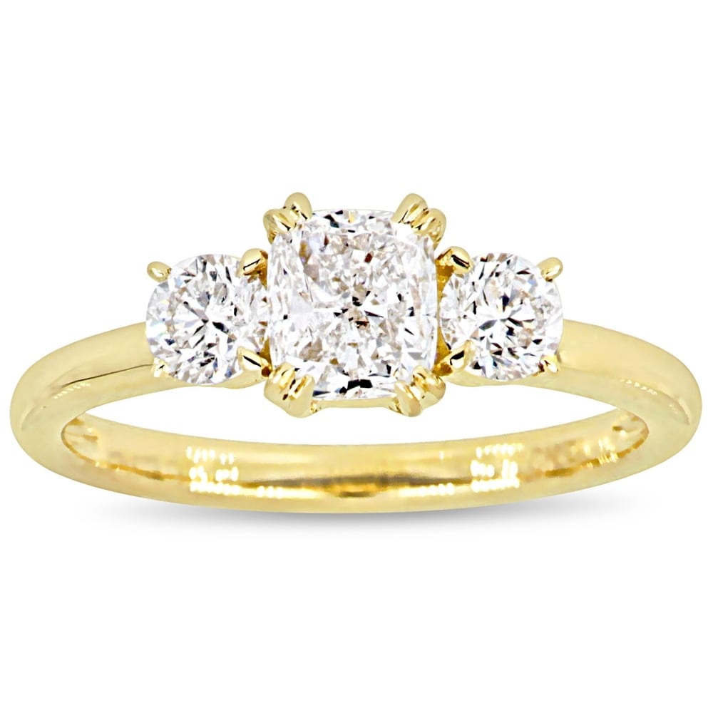 Miadora Signature Collection 14k Yellow Gold 1-1/2ct TDW Diamond 3-Stone Engagement Ring