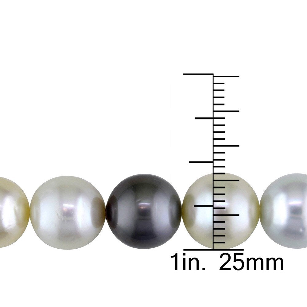 Miadora Signature Collection 14k Yellow Gold Multi-colored Cultured South Sea and Tahitian Pearl Strand Necklace (9-11mm)