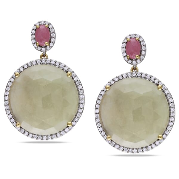 Miadora Signature Collection 14k Yellow Gold Sapphire and 3/4ct TDW Diamond Earrings (G-H, SI1-SI2)