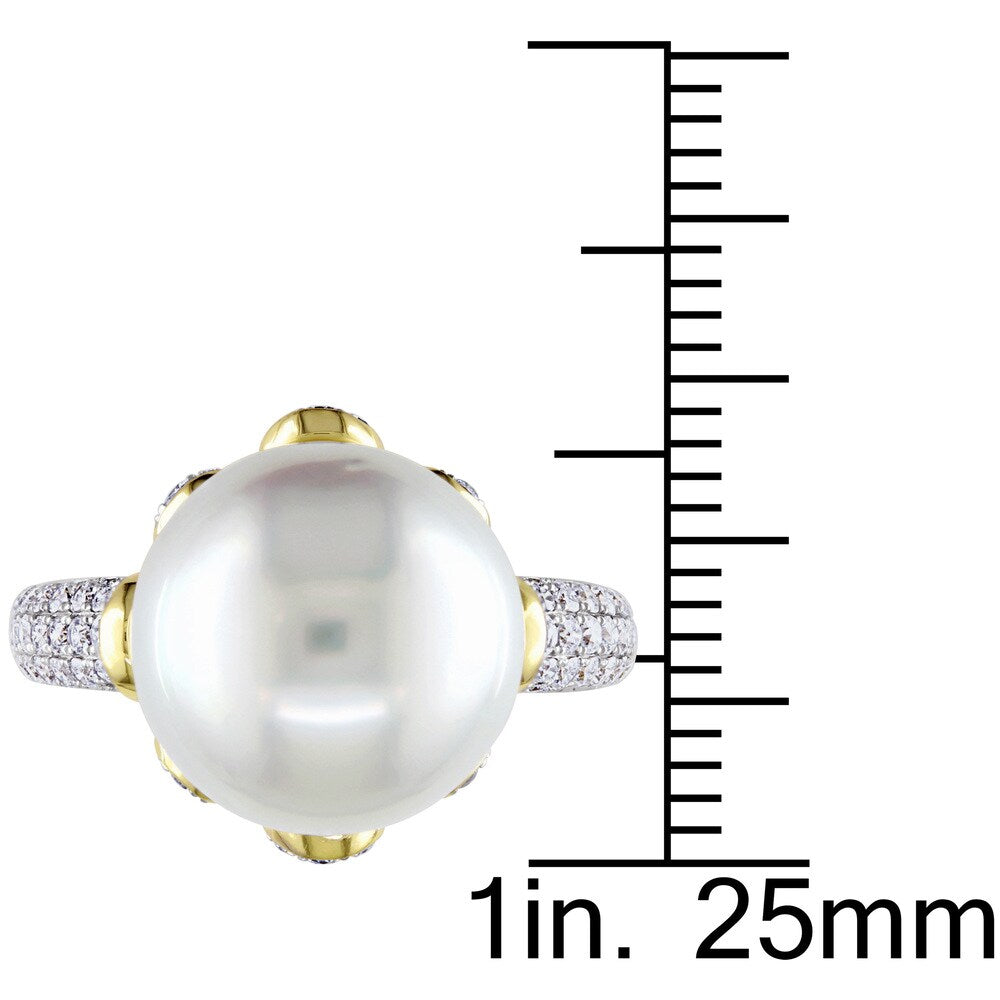 Miadora Signature Collection 14k Yellow Gold South Sea Pearl 3/4ct TDW Diamond Ring (G-H, SI1-SI2)