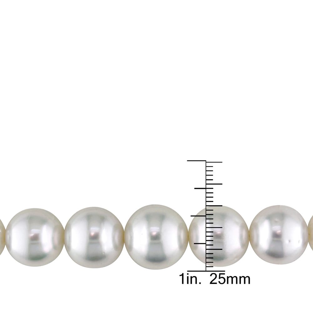Miadora Signature Collection 14k Yellow Gold South Sea White Pearl and Diamond Necklace (12-15.5 mm)