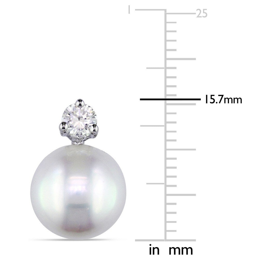Miadora Signature Collection 18k Gold South Sea Pearl and Diamond Accent Earrings (10-11 mm)