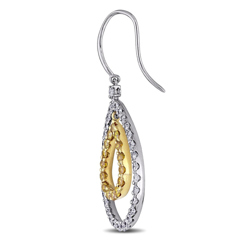 Miadora Signature Collection 18k Two-Tone Gold 3 3/5ct TDW Yellow and White Diamond Teardrop Earrings (F-G, SI1-SI2)