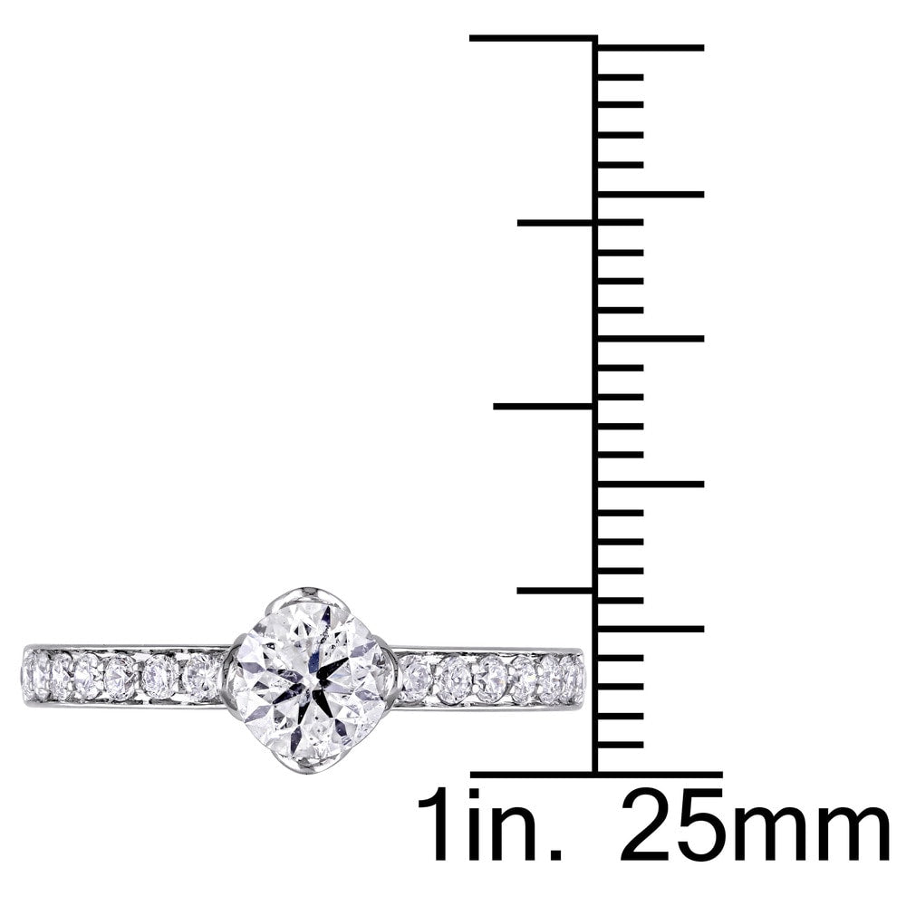 Miadora Signature Collection 1ct TDW Diamond Floral-Style Engagement Ring in 14k White Gold