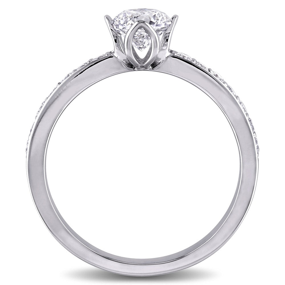 Miadora Signature Collection 1ct TDW Diamond Floral-Style Engagement Ring in 14k White Gold