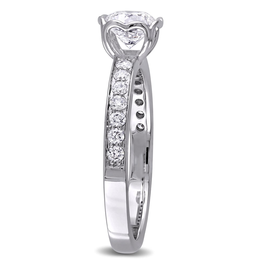 Miadora Signature Collection 1ct TDW Diamond Heart Accent Engagement Ring in 14k White Gold