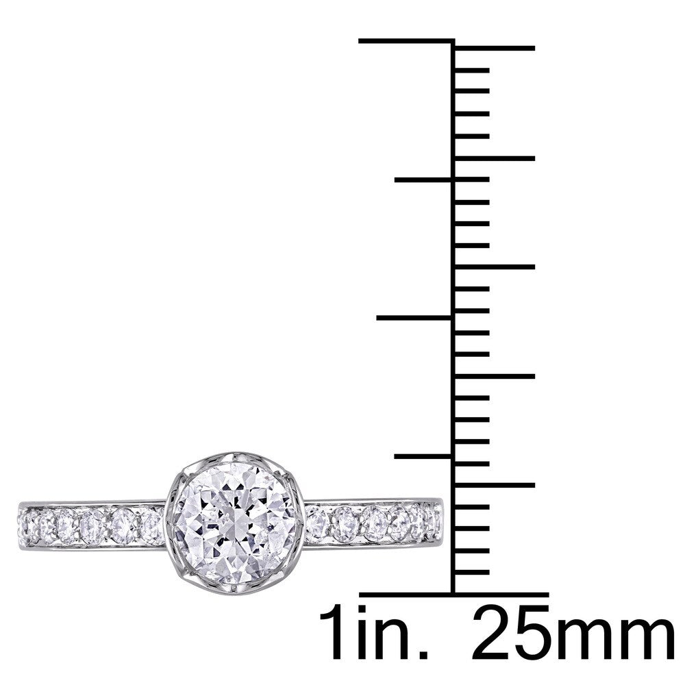 Miadora Signature Collection 1ct TDW Diamond Heart Accent Engagement Ring in 14k White Gold
