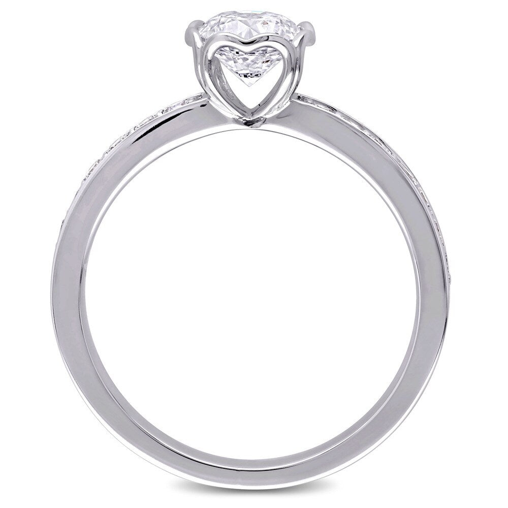 Miadora Signature Collection 1ct TDW Diamond Heart Accent Engagement Ring in 14k White Gold