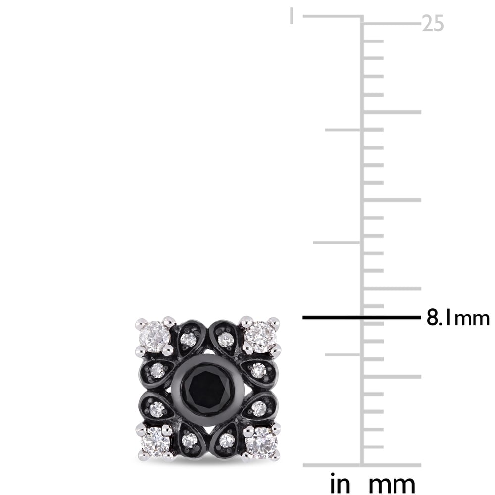Miadora Signature Collection 2-Tone 10k White Gold with Black Rhodium 1/2ct TDW Black and White Diamond Bohemian Stud Earrings