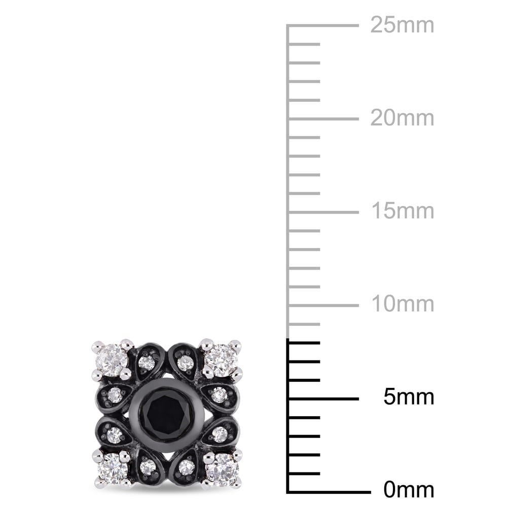 Miadora Signature Collection 2-Tone 10k White Gold with Black Rhodium 1/2ct TDW Black and White Diamond Bohemian Stud Earrings