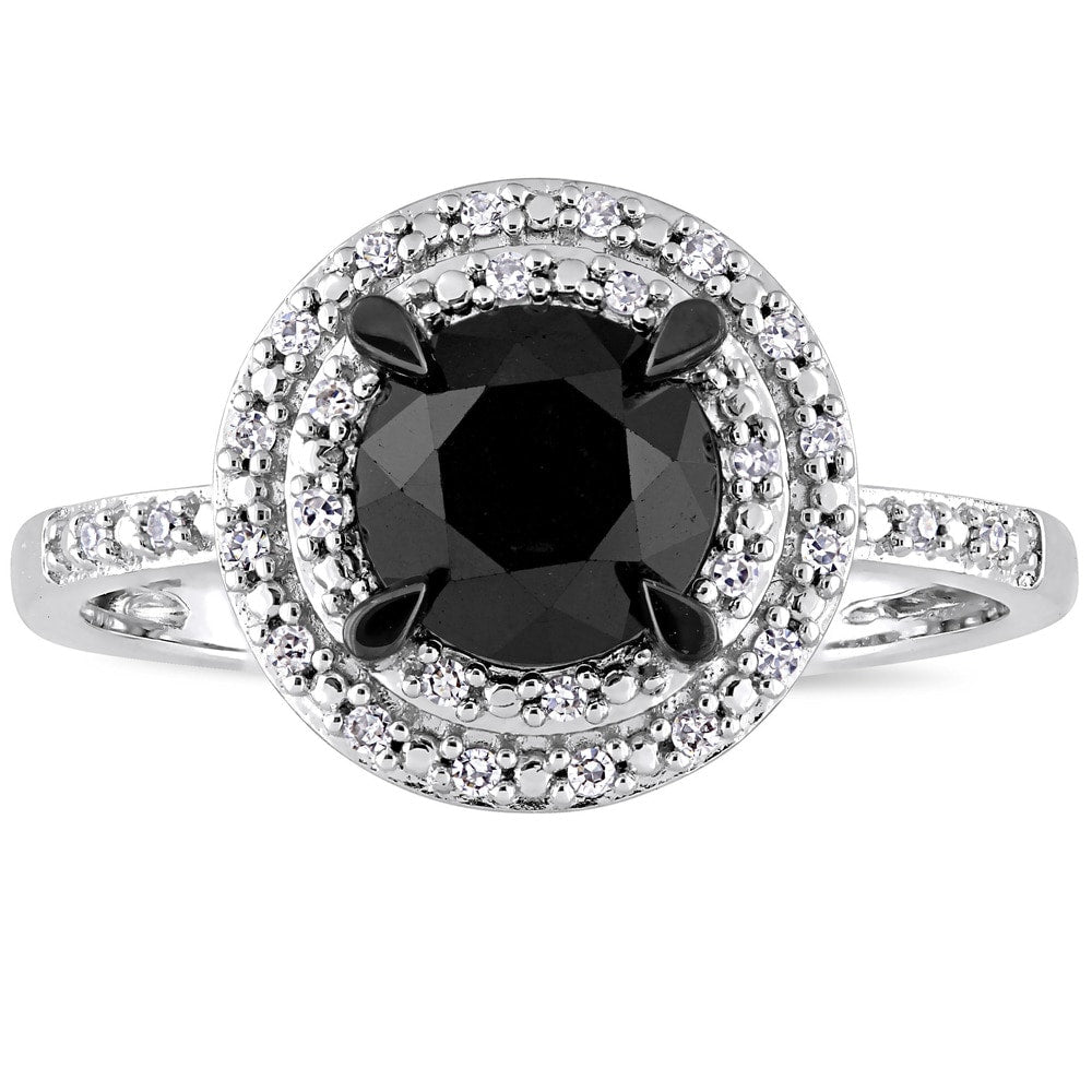 Miadora Signature Collection Signature Collection 14k White Gold 1-5/8ct TDW Black and White Diamond