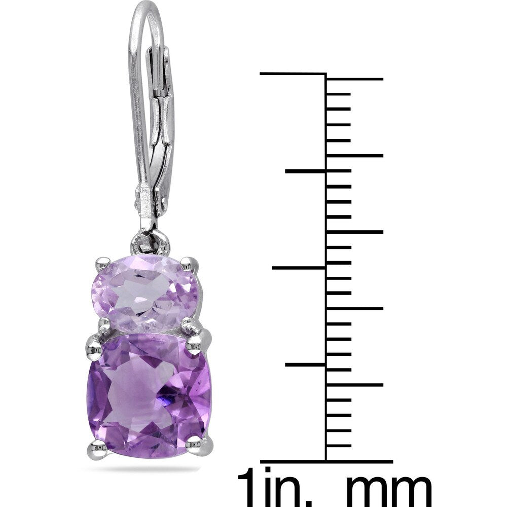 Miadora Silver Amethyst and Rose de France Earrings