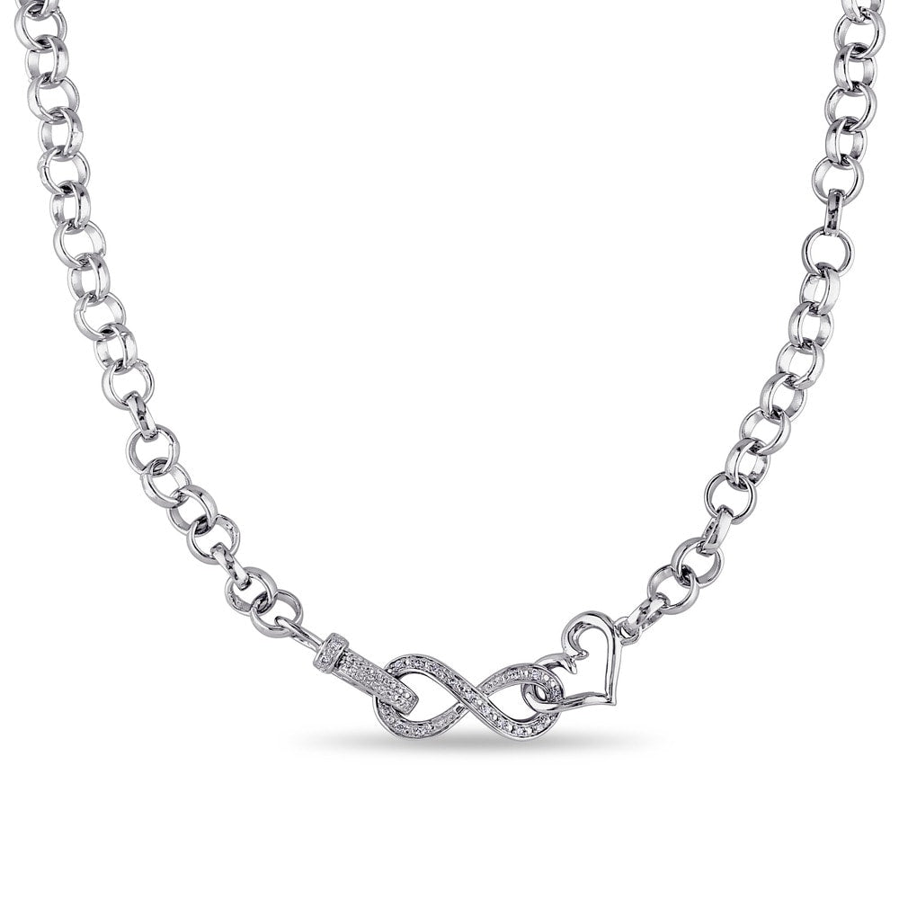 Miadora Sterling Silver 1/10ct TDW Diamond Link Infinity Necklace