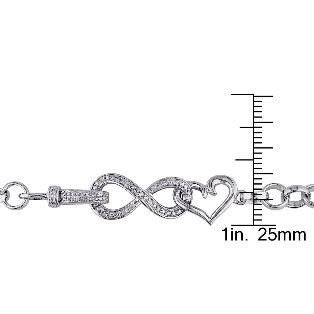Miadora Sterling Silver 1/10ct TDW Diamond Link Infinity Necklace