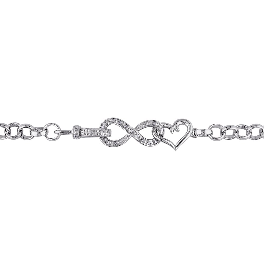 Miadora Sterling Silver 1/10ct TDW Diamond Link Infinity Necklace